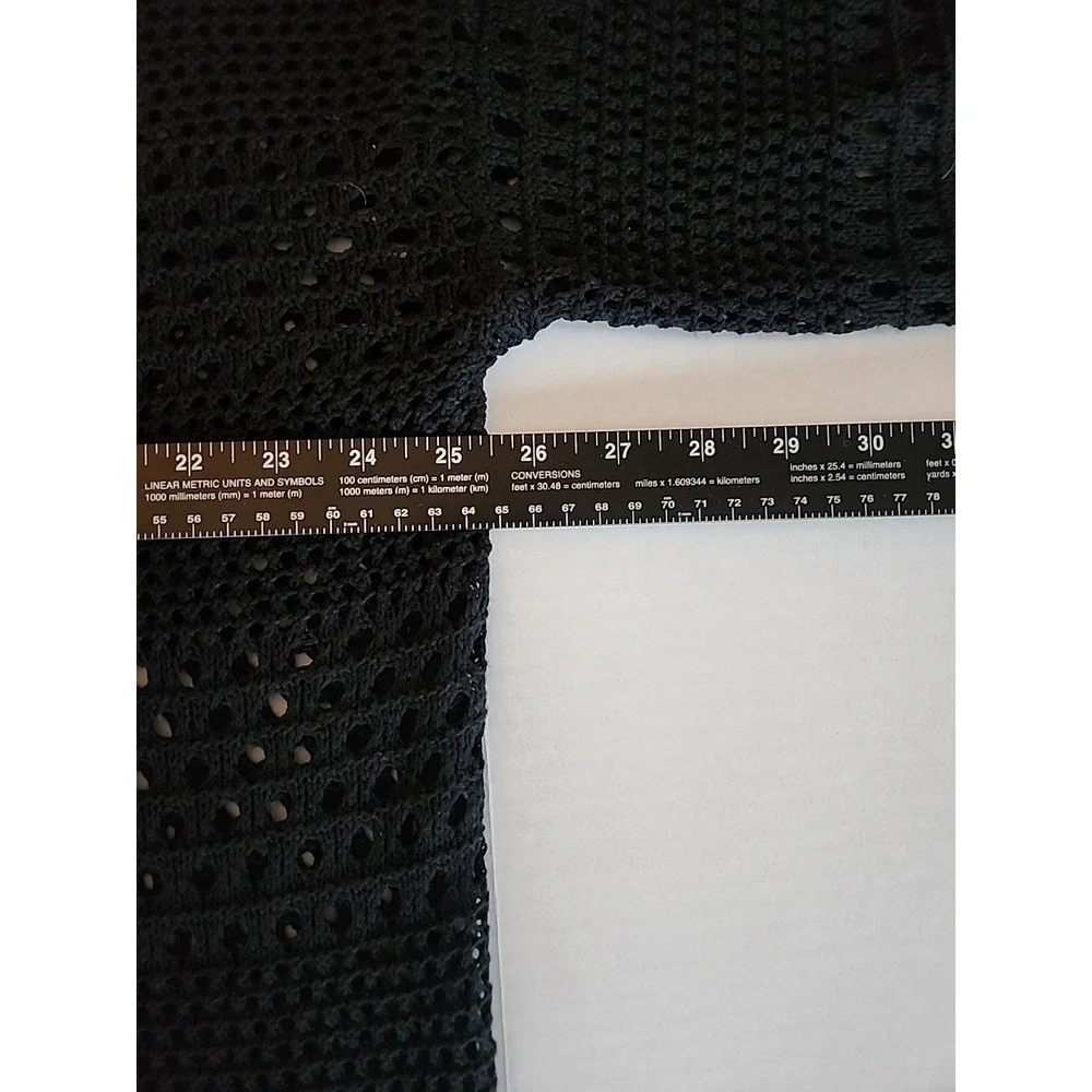 Cupshe Womens Black Open Knit Crochet Top XL Oversized Coverup Boho Resort Beach
